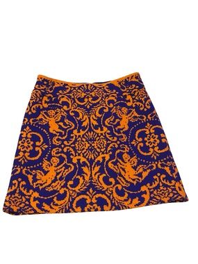 J. McLaughlin Purple Orange Tapestry Wool Skirt - wool skirt with cool print ⚜️